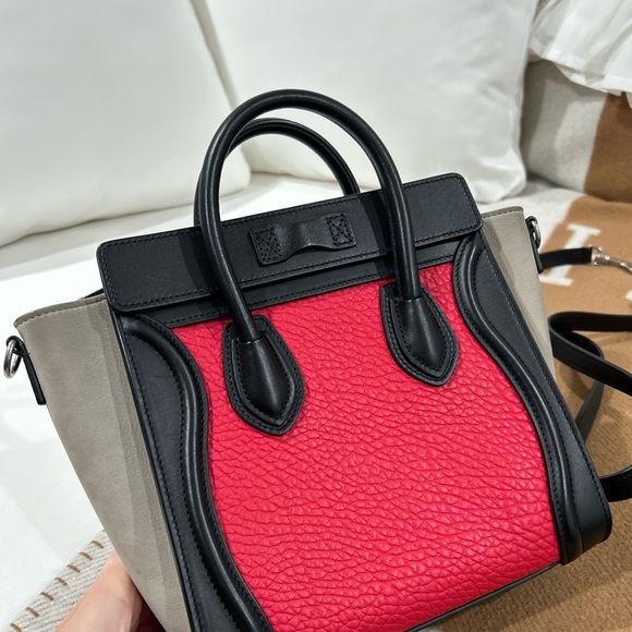 Celine mini nano luggage tote bag magenta black and grey - Picture 7 of 12